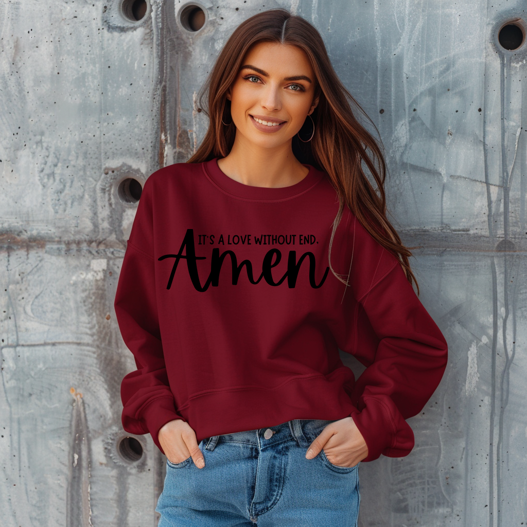 Bold Red Sweater with "AMEN" Writing – Faith-Inspired Clothing